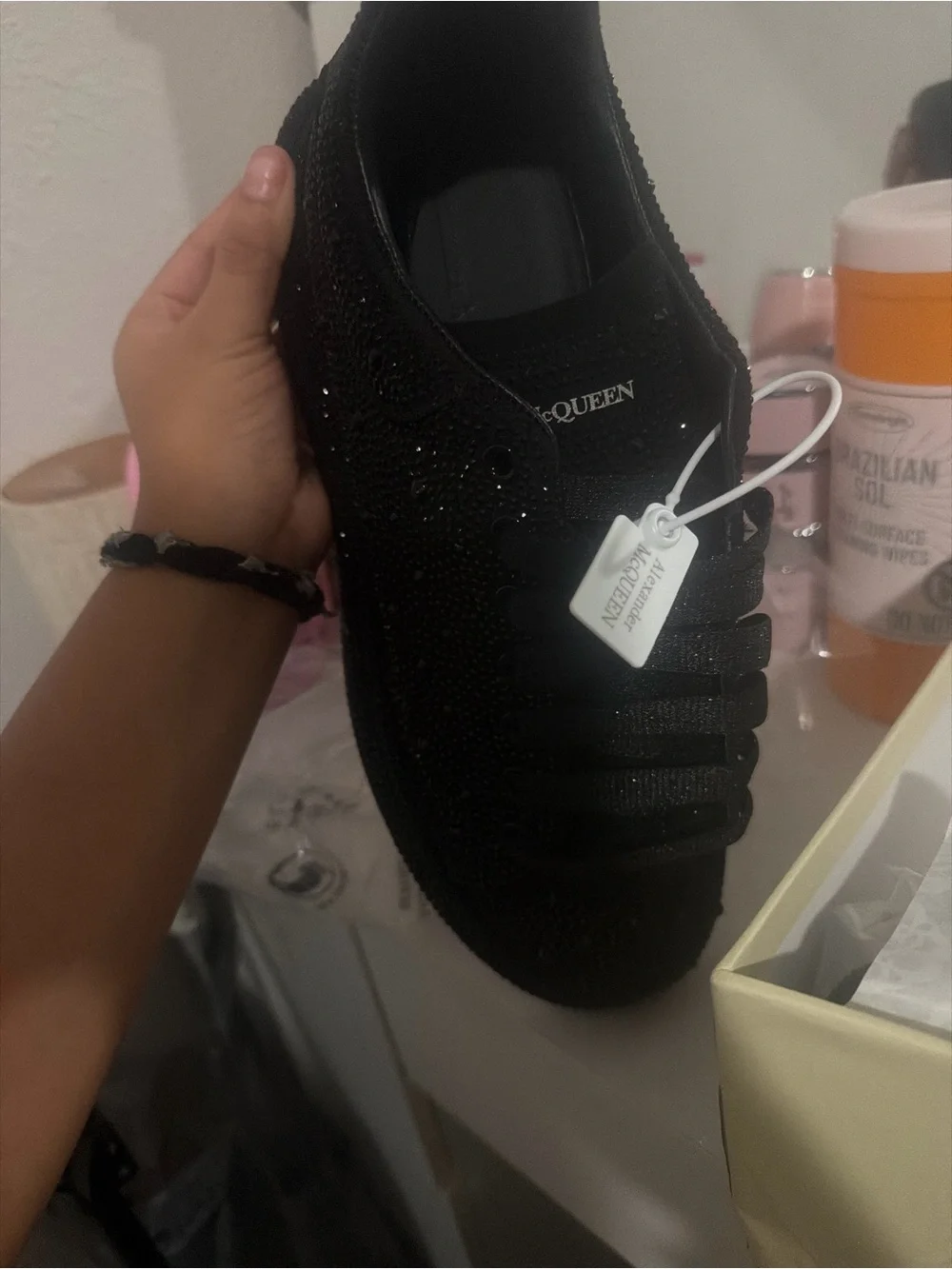 Alexander McQueen Black Sparkle Platform Sneaker